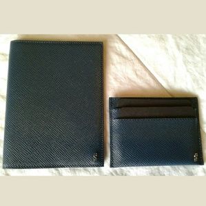 SERAPIAN LEATHER CREDIT CARD & PASSPORT WALLET SET